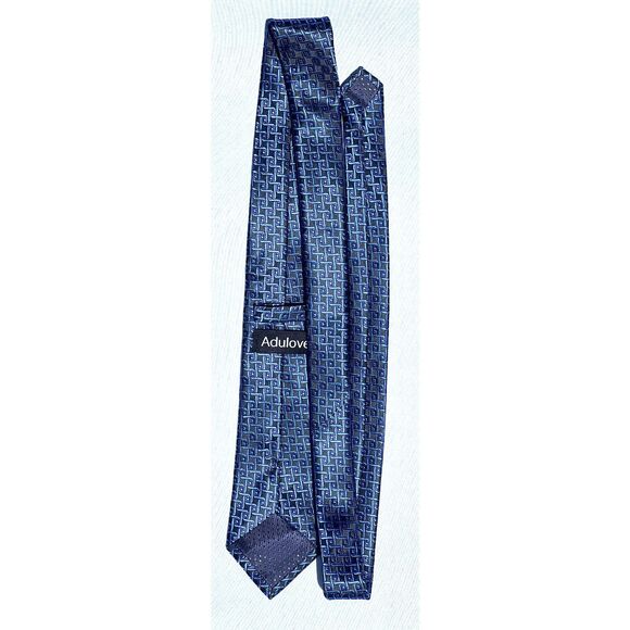 Adulove Blue Black Square Geometric Tie - Picture 4 of 4